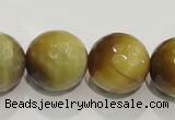 CTE907 15.5 inches 18mm faceted round golden tiger eye beads