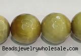 CTE908 15.5 inches 20mm faceted round golden tiger eye beads