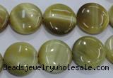 CTE915 15.5 inches 16mm flat round golden tiger eye beads wholesale