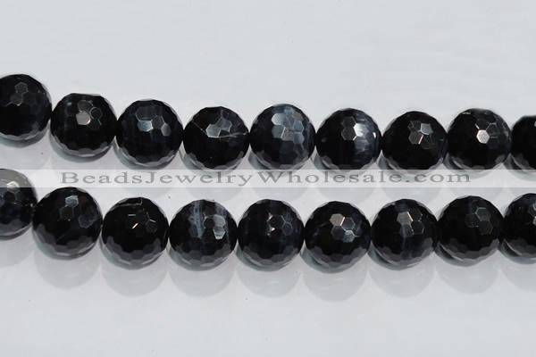 CTE928 15.5 inches 20mm faceted round silver tiger eye beads