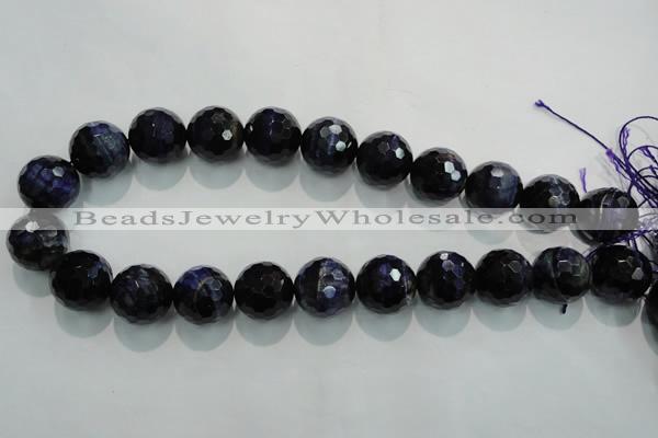 CTE938 15.5 inches 20mm faceted round dyed blue tiger eye beads