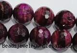 CTE976 15.5 inches 16mm faceted round dyed red tiger eye beads