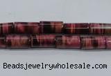 CTE988 15.5 inches 6*12mm tube dyed red tiger eye beads wholesale