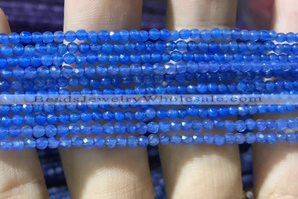 CTG1006 15.5 inches 2mm faceted round tiny blue agate beads