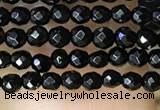 CTG1010 15.5 inches 2mm faceted round tiny black agate beads