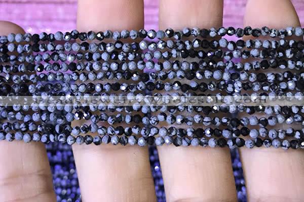 CTG1072 15.5 inches 2mm faceted round tiny snowflake obsidian beads