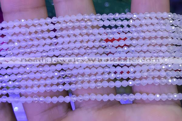 CTG1091 15.5 inches 2mm faceted round tiny quartz glass beads