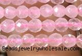 CTG1124 15.5 inches 3mm faceted round tiny rose quartz beads