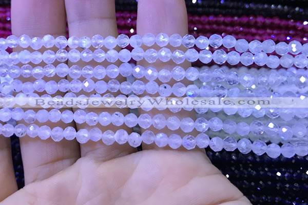 CTG1131 15.5 inches 3mm faceted round tiny white moonstone beads