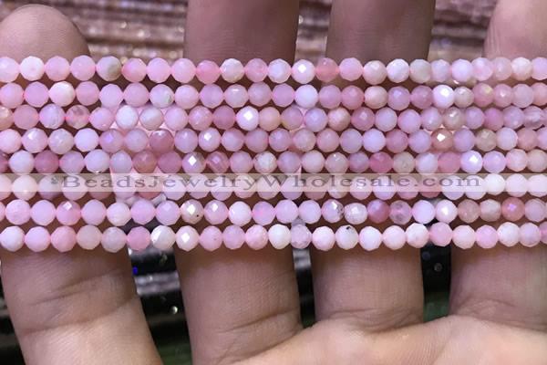 CTG1135 15.5 inches 3mm faceted round tiny pink opal beads