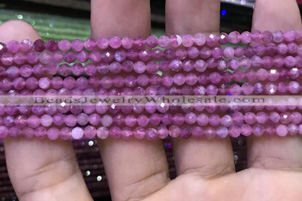 CTG1136 15.5 inches 3mm faceted round tiny imitation ruby beads