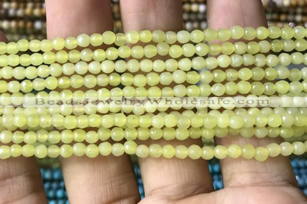 CTG1148 15.5 inches 3mm faceted round tiny lemon jade beads