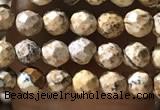 CTG1158 15.5 inches 3mm faceted round tiny picture jasper beads