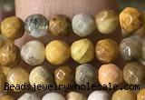 CTG1183 15.5 inches 3mm faceted round tiny fossil coral beads