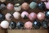 CTG1189 15.5 inches 3mm faceted round rhodonite gemstone beads