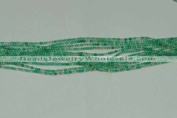 CTG122 15.5 inches 2mm round tiny green agate beads wholesale