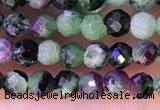 CTG1315 15.5 inches 3mm faceted round ruby zoisite beads