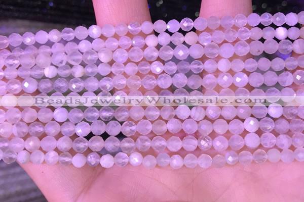 CTG1352 15.5 inches 4mm faceted round white moonstone beads