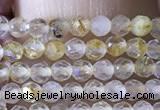 CTG1360 15.5 inches 2mm faceted round golden rutilated quartz beads