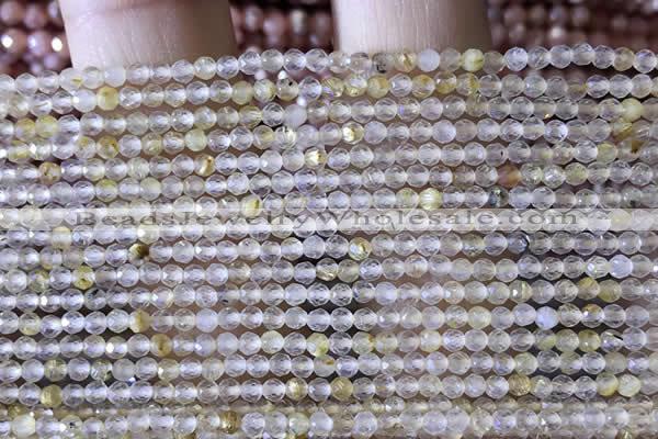 CTG1360 15.5 inches 2mm faceted round golden rutilated quartz beads