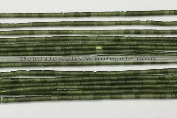 CTG1374 15.5 inches 1.5*2.5mm tube tiny green jade beads