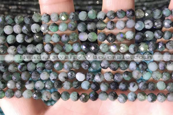 CTG1389 15.5 inches 4mm faceted round tiny emerald beads