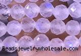 CTG1394 15.5 inches 4mm faceted round tiny white moonstone beads