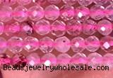 CTG1406 15.5 inches 2mm faceted round strawberry quartz beads