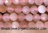 CTG1501 15.5 inches 3mm faceted round strawberry quartz beads