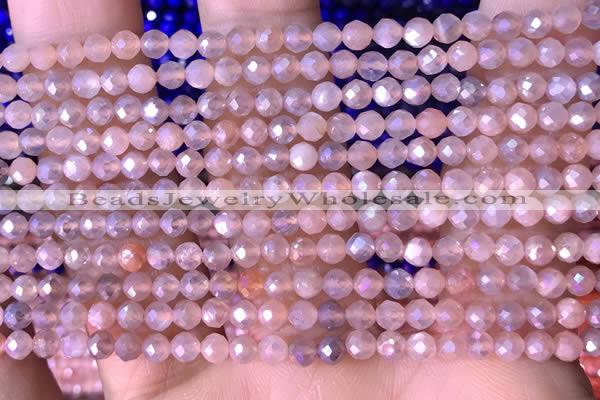 CTG1505 15.5 inches 3mm faceted round AB-color moonstone beads