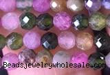 CTG1511 15.5 inches 3mm faceted round tourmaline beads wholesale