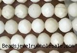 CTG1516 15.5 inches 3mm faceted round white fossil jasper beads