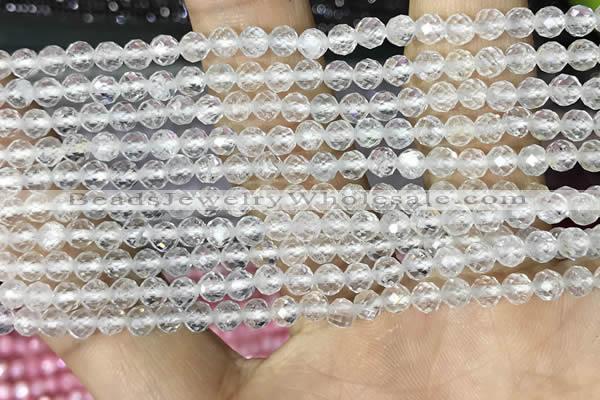 CTG1530 15.5 inches 4mm faceted round white crystal beads wholesale