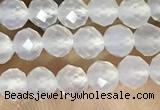 CTG1552 15.5 inches 4mm faceted round white agate beads wholesale