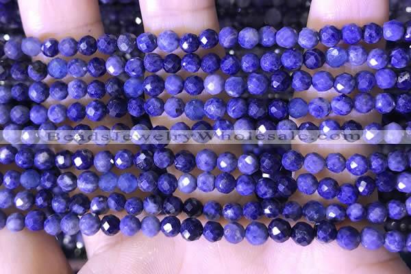 CTG1556 15.5 inches 4mm faceted round sapphire gemstone beads