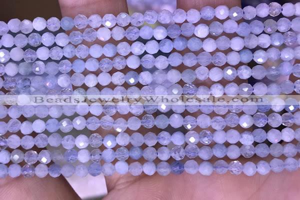 CTG1604 15.5 inches 3.5mm faceted round tiny aquamarine beads