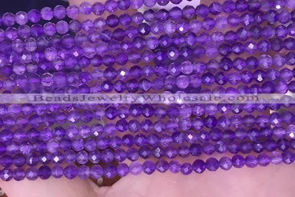 CTG1624 15.5 inches 3mm faceted round tiny amethyst beads