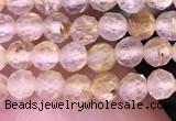 CTG1630 15.5 inches 3mm faceted round tiny golden rutilated quartz beads