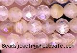 CTG1631 15.5 inches 4mm faceted round tiny golden rutilated quartz beads