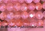 CTG1647 15.5 inches 3mm faceted round tiny strawberry quartz beads