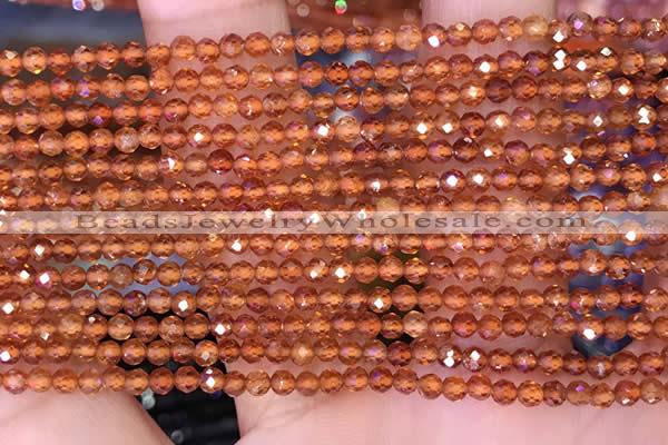 CTG1650 15.5 inches 3mm faceted round tiny orange garnet beads