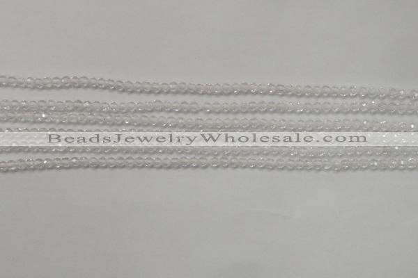 CTG202 15.5 inches 3mm faceted round tiny white crystal beads