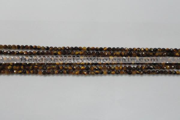 CTG207 15.5 inches 3mm faceted round tiny yellow tiger eye beads