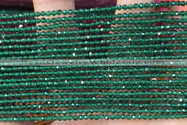 CTG2111 15 inches 2mm faceted round tiny quartz glass beads