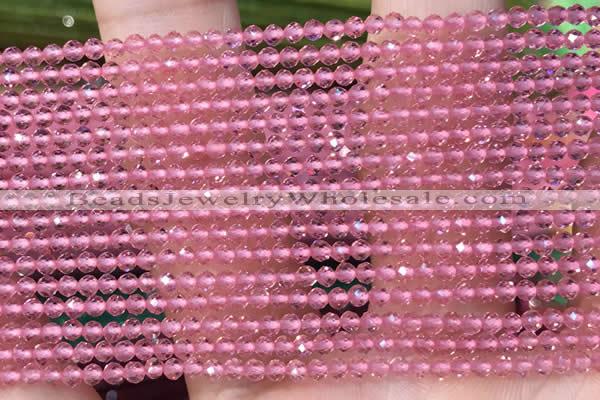 CTG2113 15 inches 2mm faceted round tiny quartz glass beads