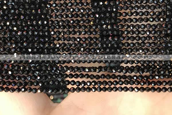 CTG2126 15 inches 2mm,3mm & 4mm faceted round black agate gemstone beads