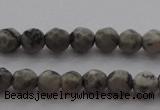 CTG215 15.5 inches 3mm faceted round tiny grey picture jasper beads