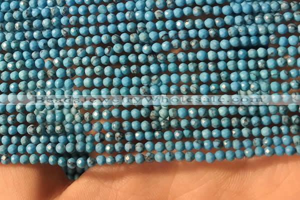 CTG2151 15 inches 2mm,3mm faceted round synthetic turquoise beads