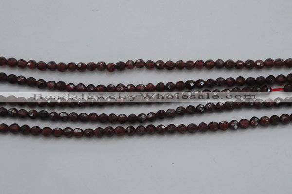 CTG222 15.5 inches 3mm faceted round tiny red garnet beads