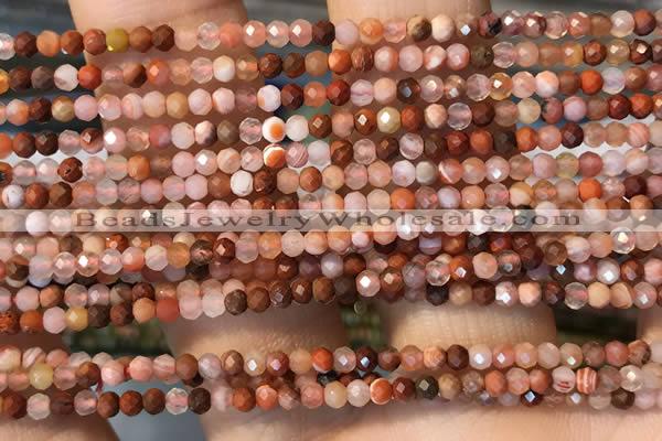 CTG2253 15 inches 2mm faceted round south red agate beads